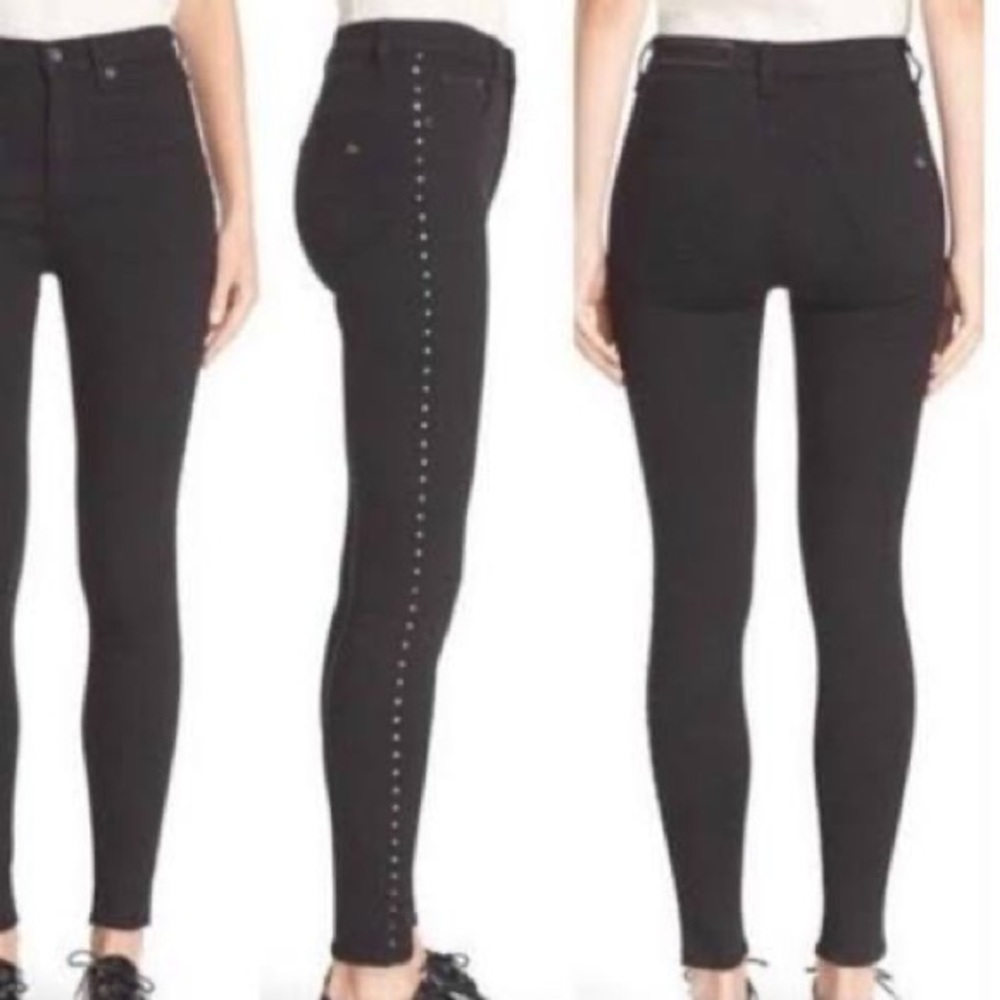 Rag and Bone Dive Studded High Waisted Skinny Jeans